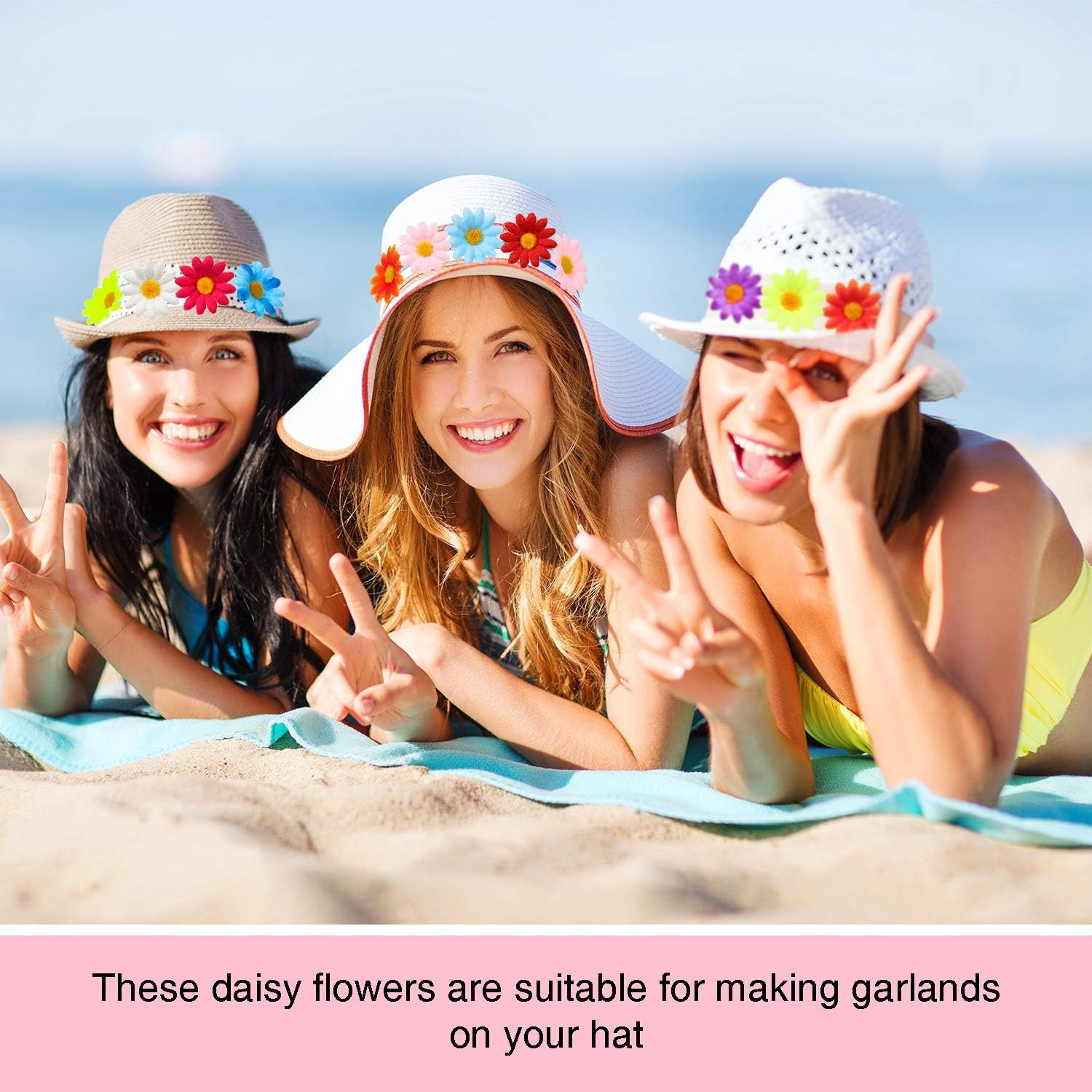 100 Pack 4 cm Fabric Daisy Flower Heads Faux Easter Craft Decorations Mixed