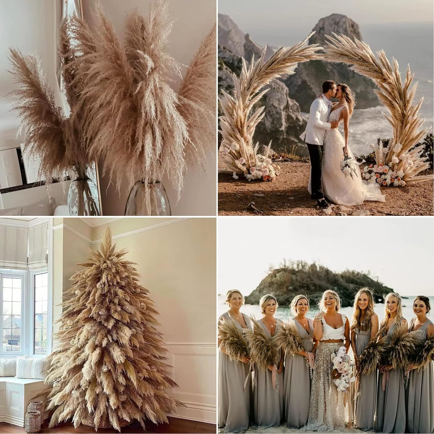 9 Stems Pampas Grass Decor Tall 48”/4 FT, Long Fluffy Dried Pompas Grass, Large