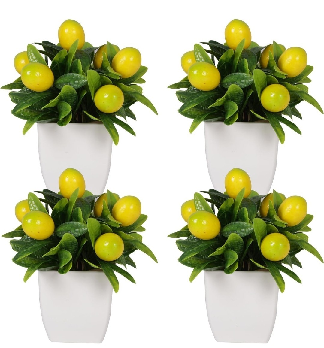 4pcs Artificial Lemon Plants Fake Fruit Potted Plant 6inches Fake Lemons Tree…