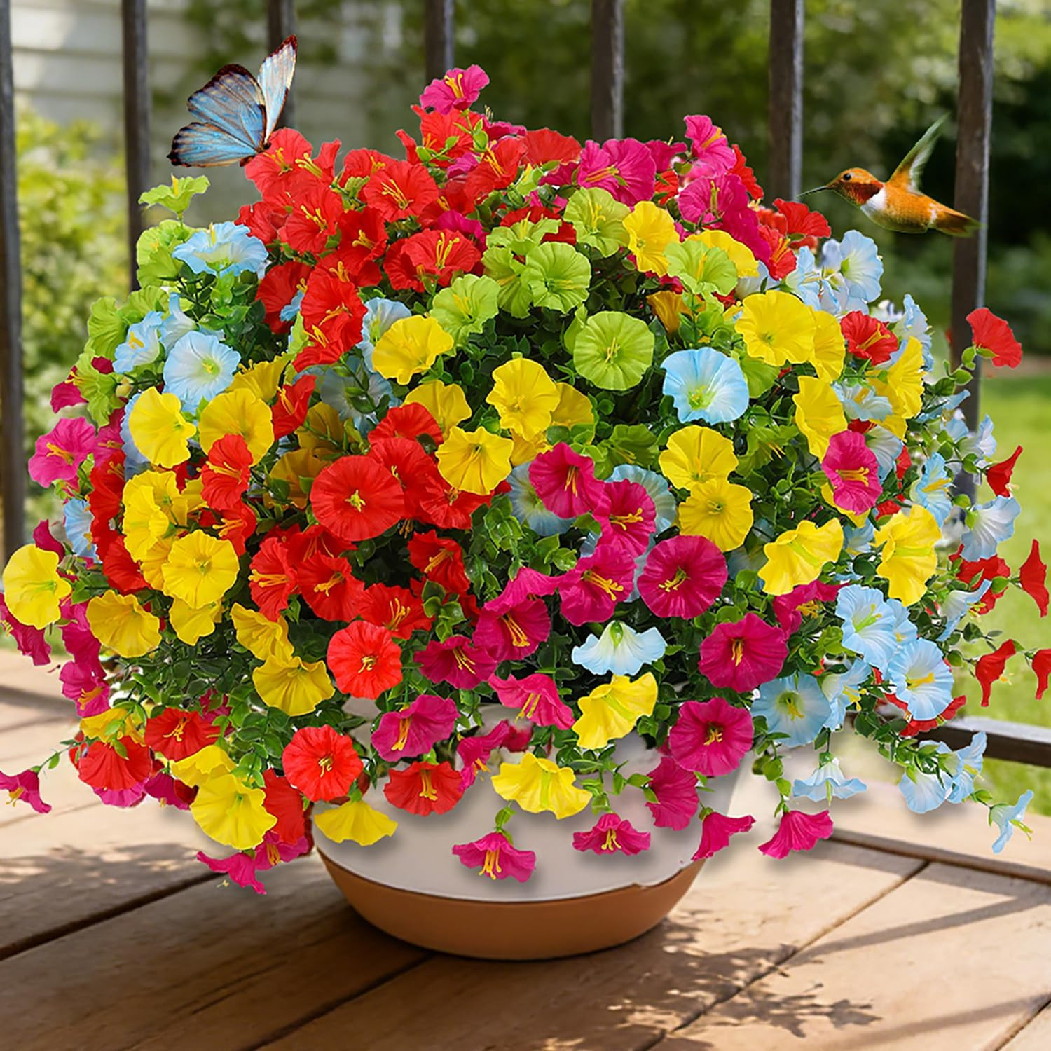 Artificial Flowers for Outdoors, 20 Bundles UV Resistant Faux Flowers for Outdoo