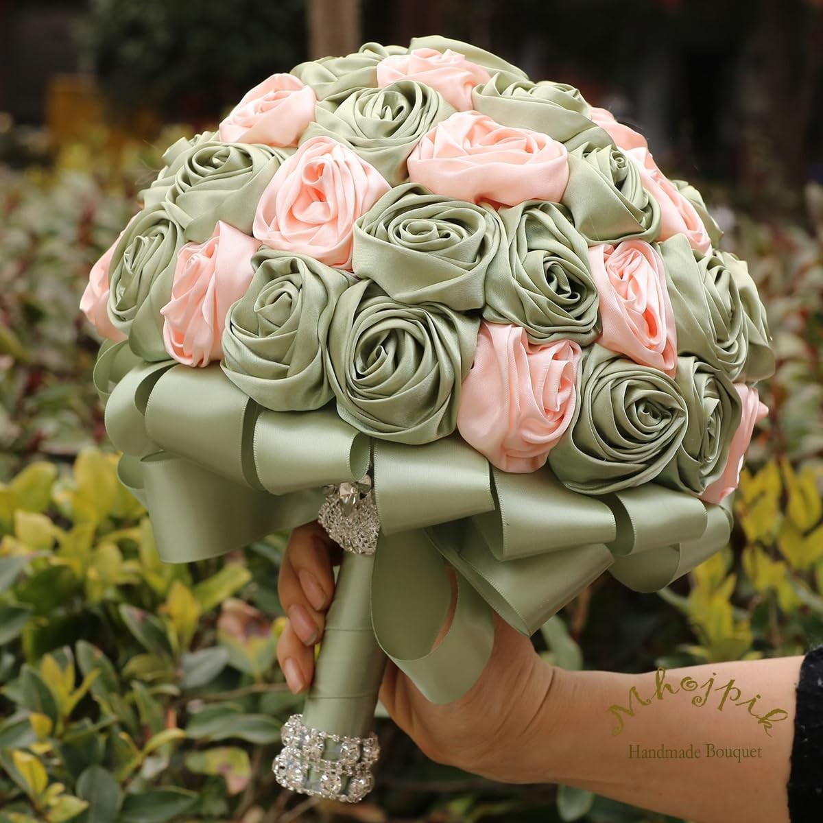 Mhojpik Handmade Wedding Flowers Bouquet Round Holding Bridal Bouquet Toss Ar…