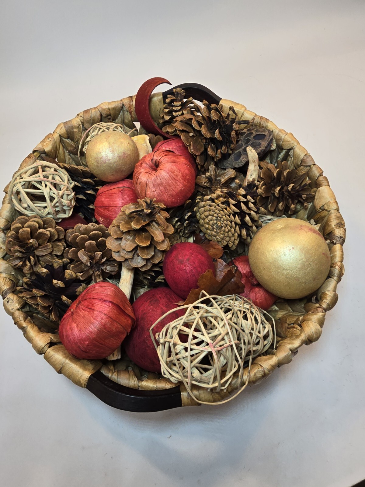Rustic Forest Jumbo Artificial Bowl Filler w/basket Holiday Decor Potpourri