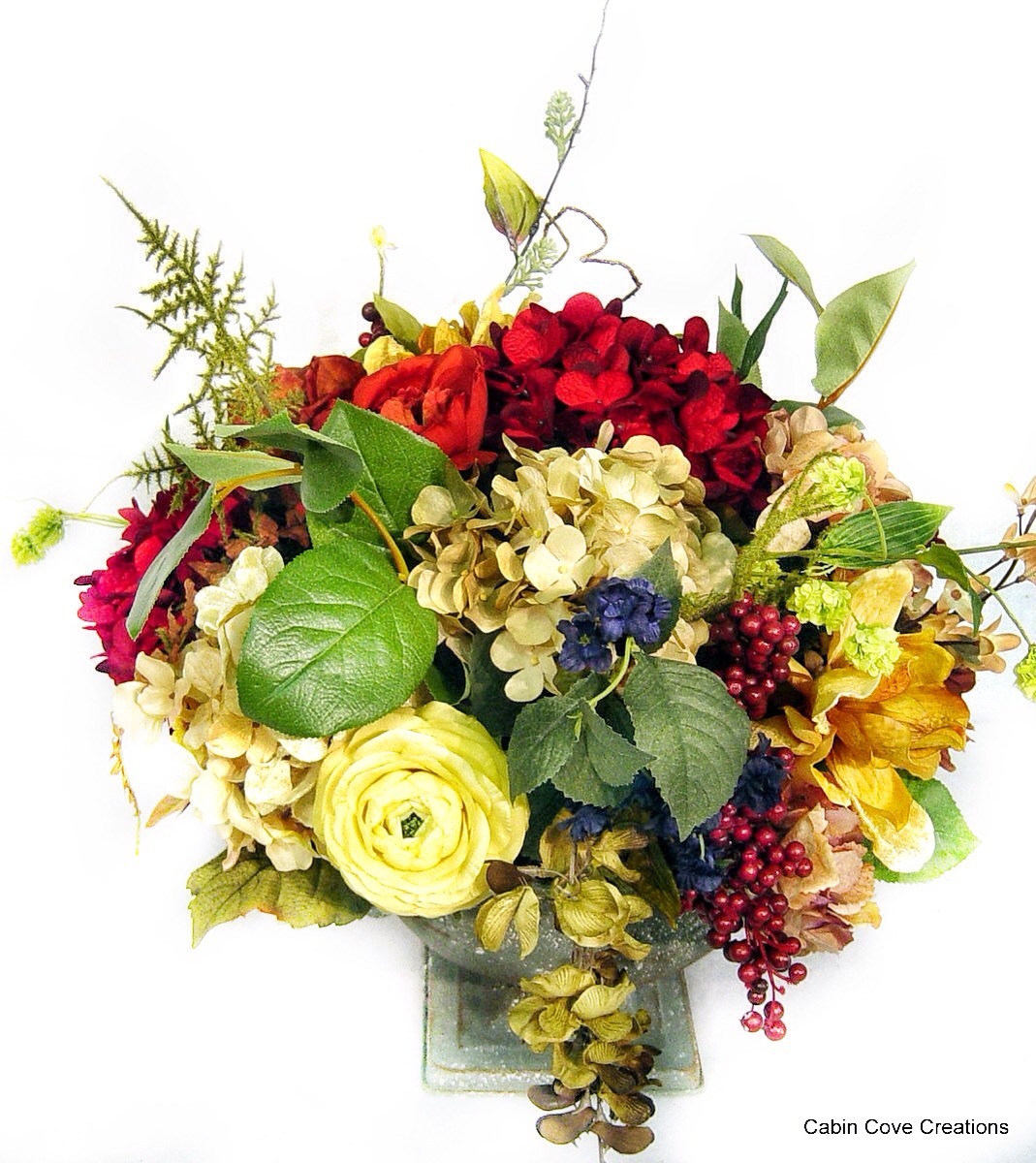 Silk Floral Arrangement Centerpiece Old World Urn 4 Season CUSTOM DESIGNS