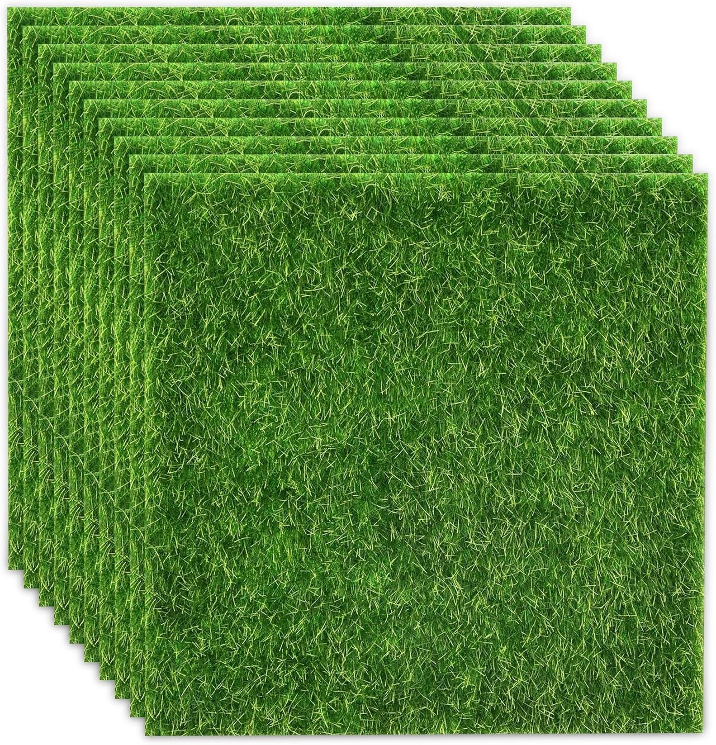 Versatile 10-Pc Set of 6×6 Inch Artificial Grass for Dollhouses & DIY Projects