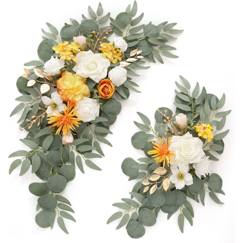 Floral Decor Faux Flower Swag Silk Foam Plastic Mix Easy To Shape Wall Mountable
