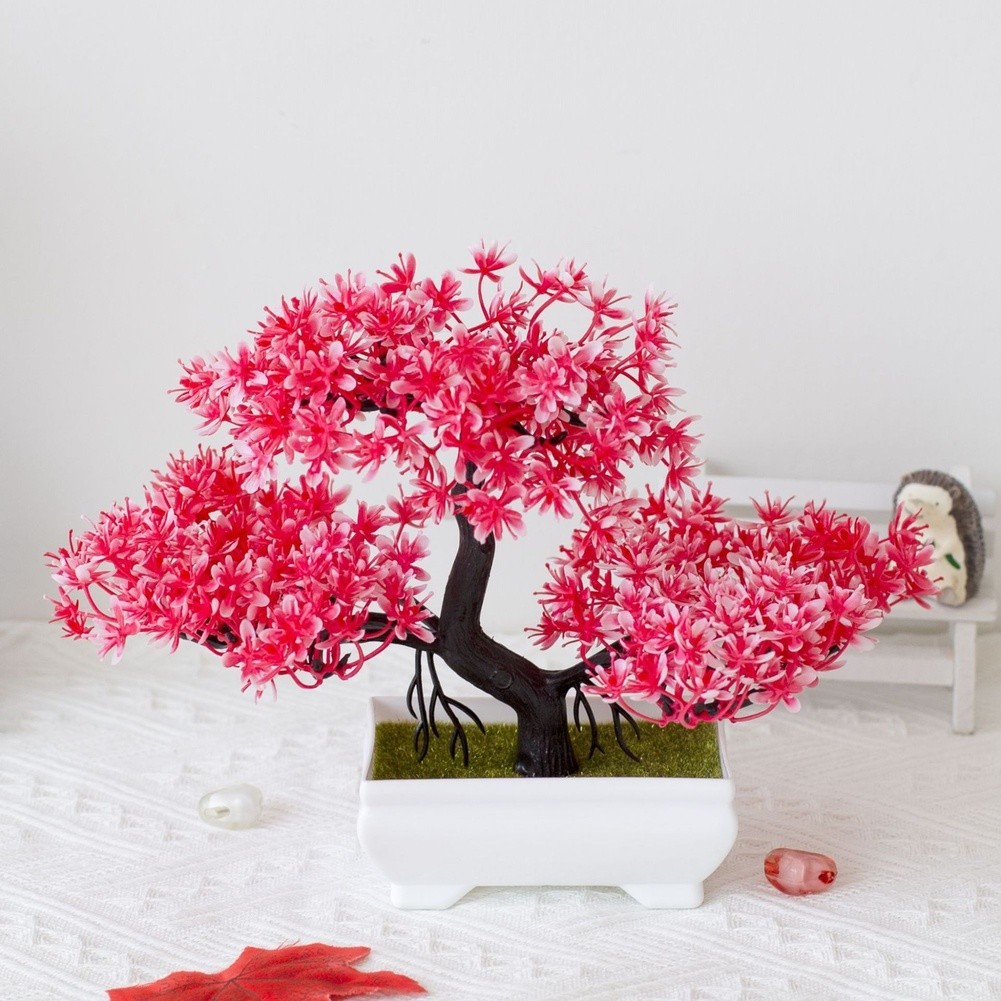 Artificial Plum Blossom Pine Bonsai for Wedding and Home Decorative Use