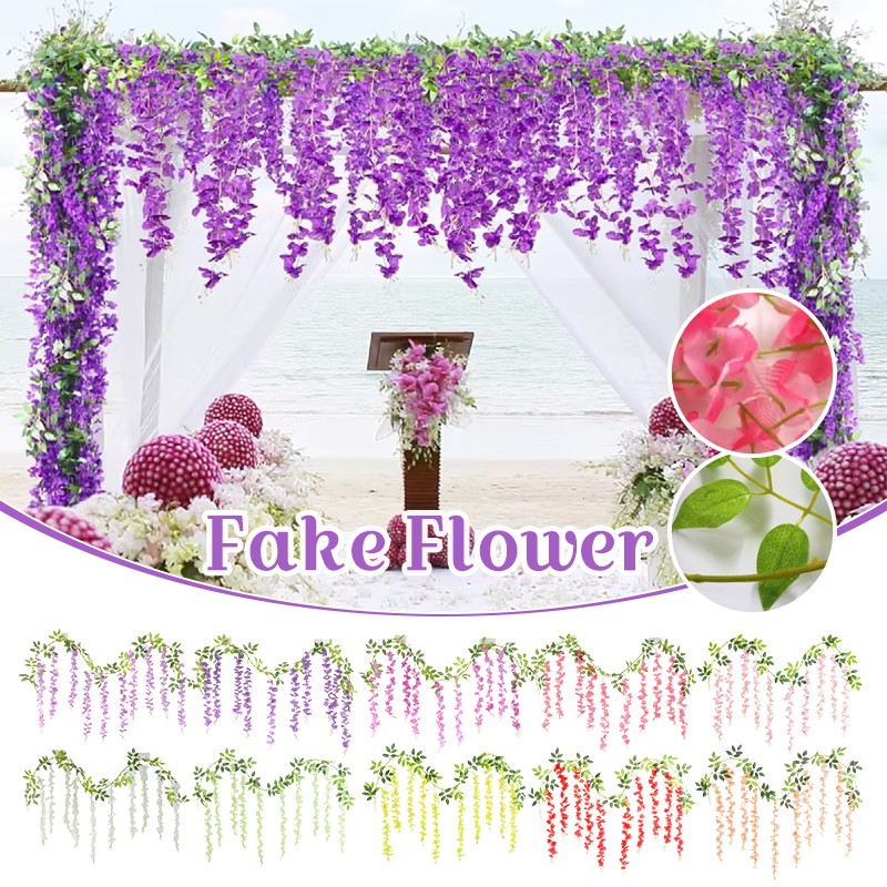 Artificial Rattan Fake Flower Strings Hanging Garland Outdoor Home Decoration
