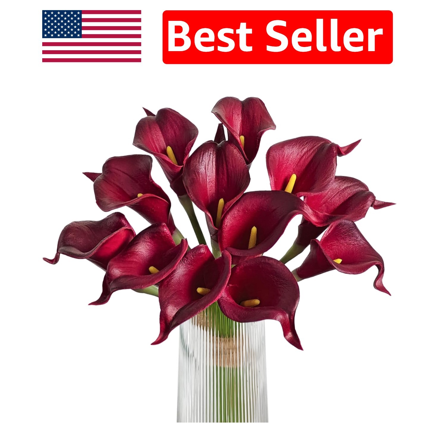 12-Piece Dark Red Calla Lily Arrangement – Perfect for Weddings & Events