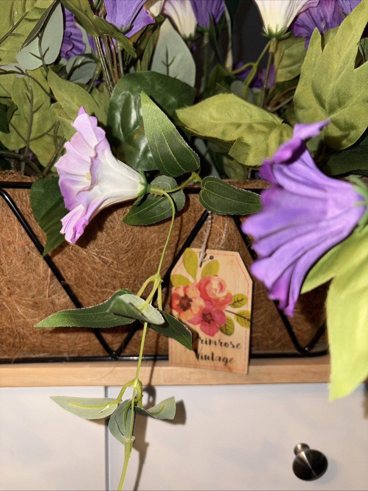 Outdoor Faux Petunia Window Box Flower Basket NWT