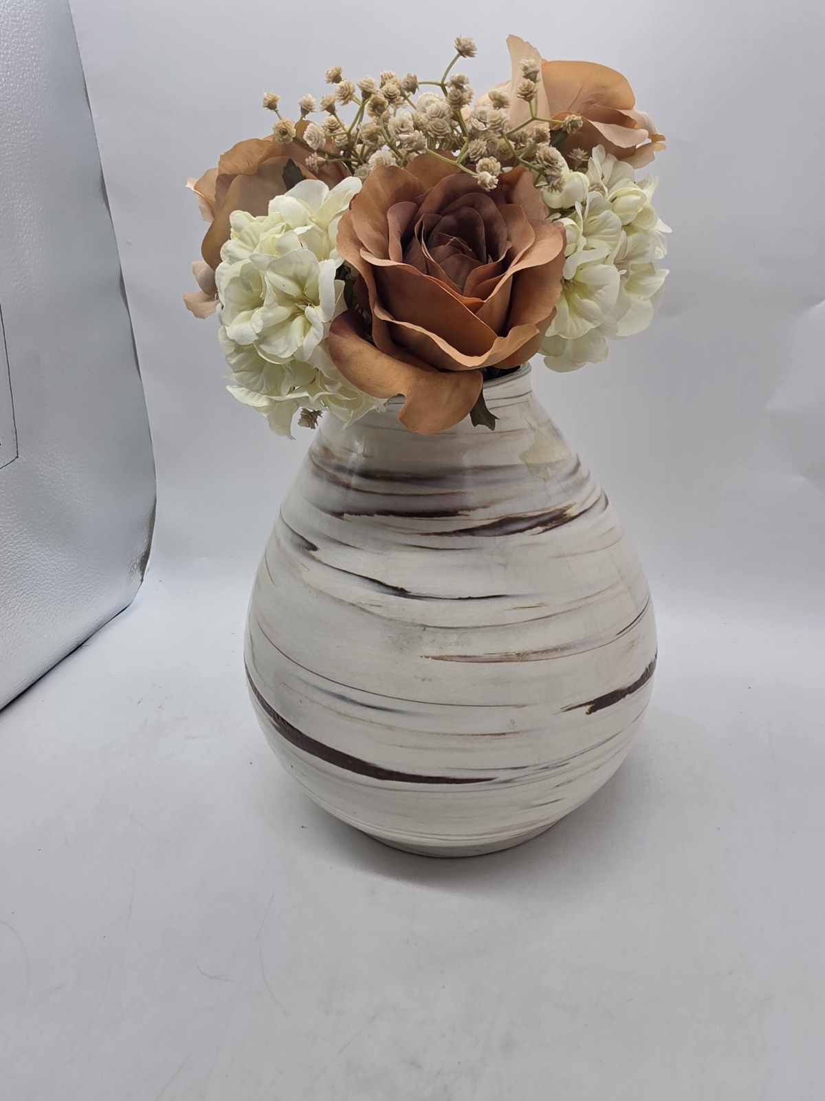Pink and white Bouquets, Artificial Floral Arrangements Glass Vase New