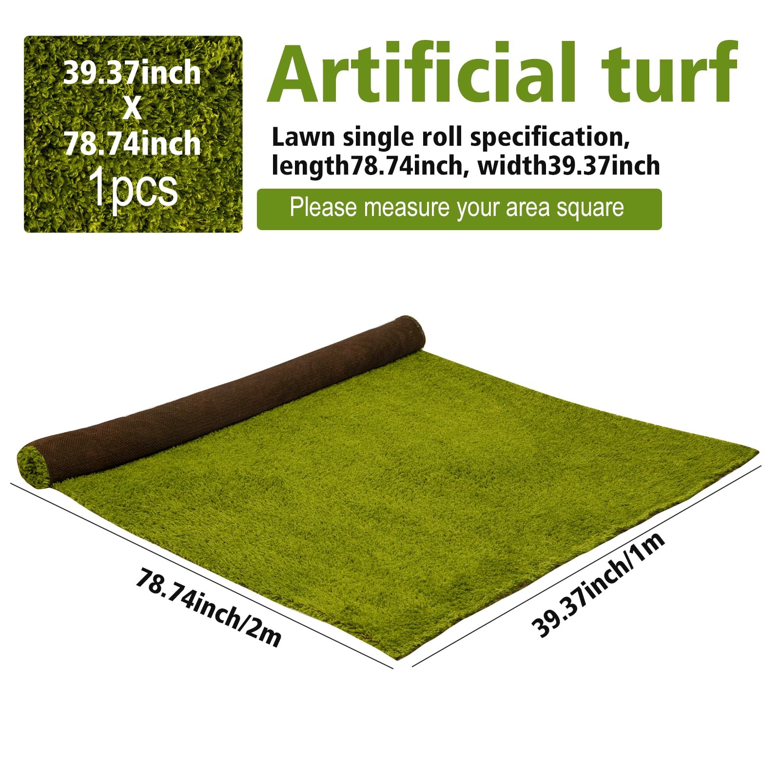 Artificial Grass Mat 4×3.3 Ft – Realistic & Soft Synthetic Turf, Fake Grass C…