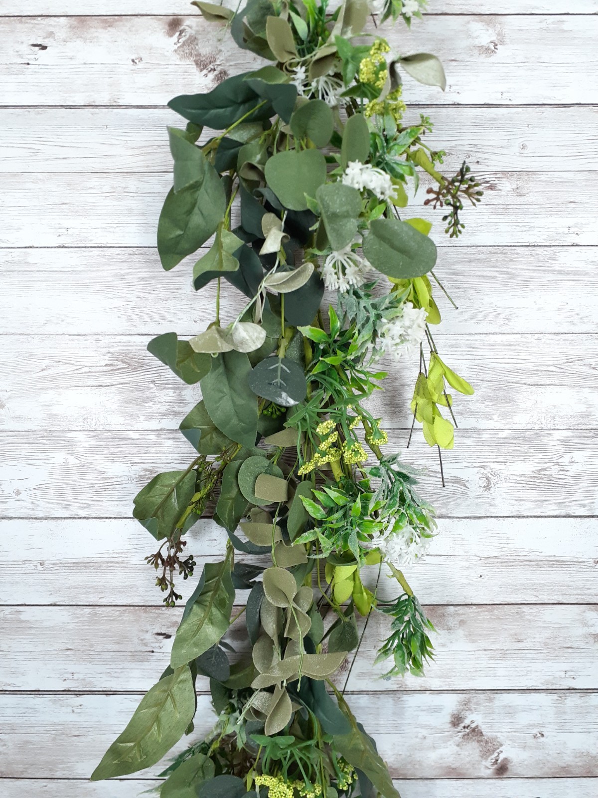 Mixed Queen Ann Heather Floral Garland Artificial Flowers 48 Inch Green White
