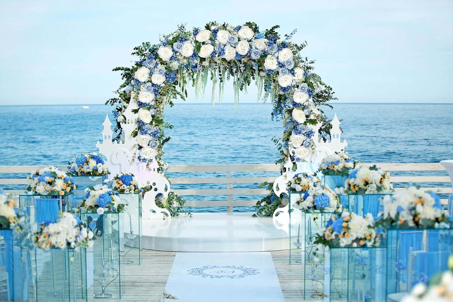 2Pcs Artificial Peony Flower Garland Silk Peony Garland W/ Purple White Flowers