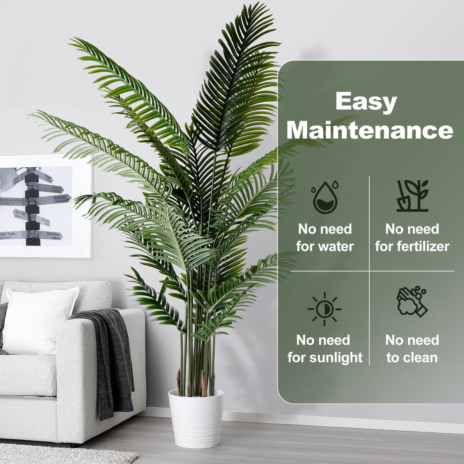 200cm Large Artificial Palm Tree Tropical Plants Branch Plastic Fake LeavesDecor