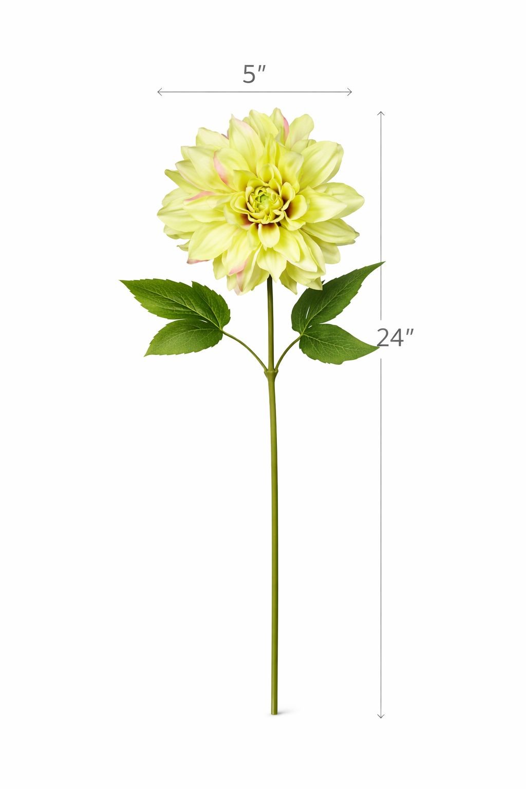 Green Dahlia Stem Faux Flower 24 Inch 5 Inch Bloom Light Green Artificial Dahlia