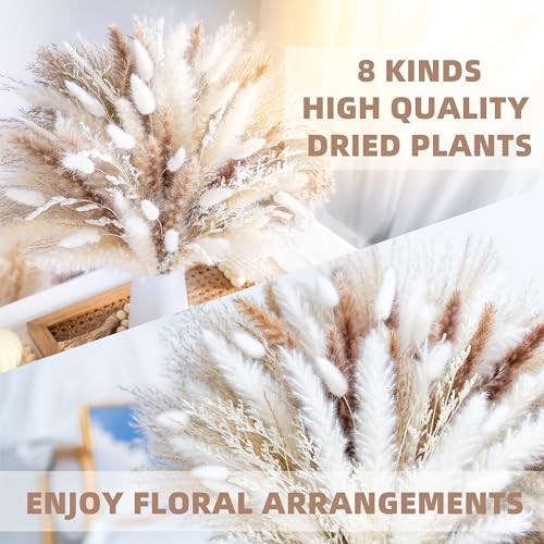 96PCS Natural Dried Pampas Grass Boho Home Decor Bouquet Phragmites 96 Pcs
