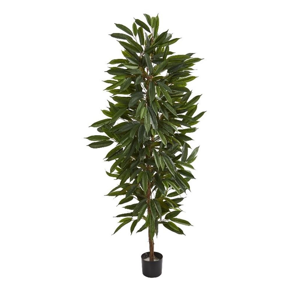 Nearly Natural 6.5ft Mango Artificial Tree in Green