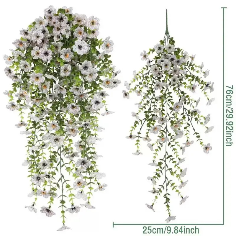 2Pcs Plastic Eucalyptus Fake Plant Decor Daisy Artificial Flowers Hanging Vines