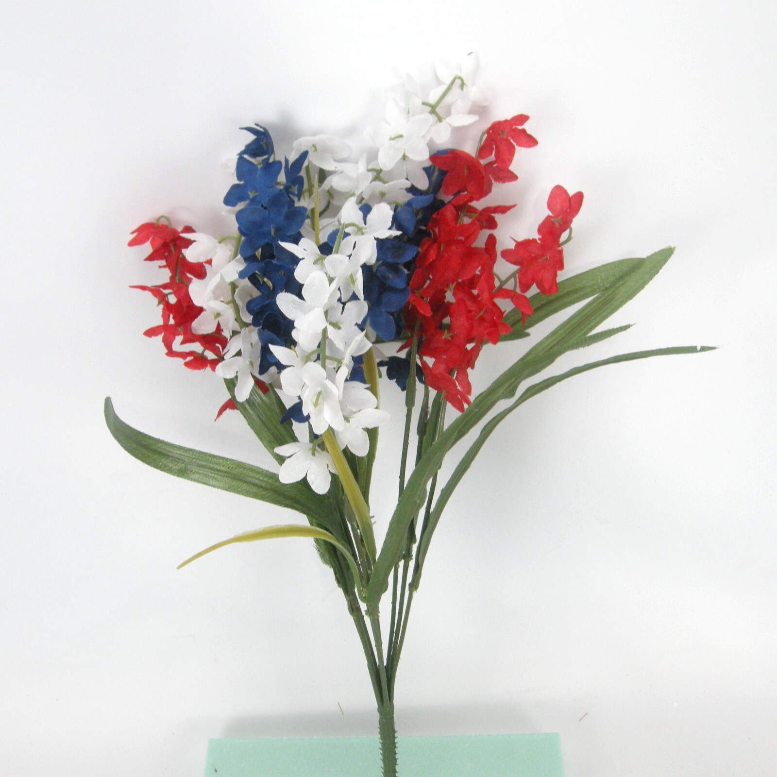 Silk Flower Lot of 12 Bushes 12″ Patriotic Red White Blue Florist Quality