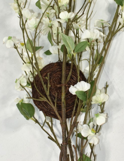Pottery Barn Faux Dogwood Branch w/ Nest & Eggs Artificial Flowers 38″ Stem NEW