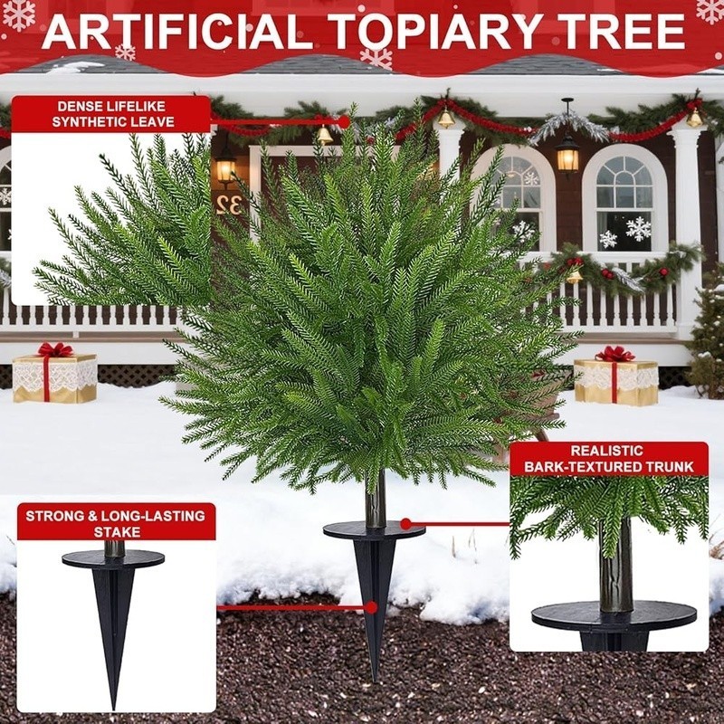 2 Pack Artificial Norfolk Pine Bushes UV Resistant Indoor Outdoor Decor New