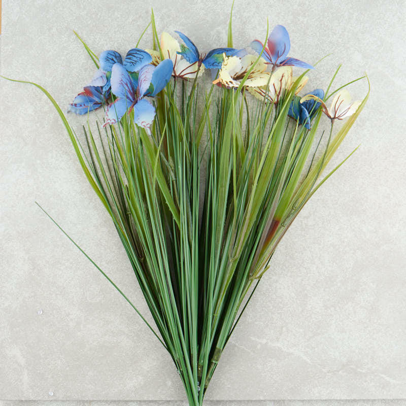 Factory Direct Craft Blue Purple Yellow Artificial Butterfly Bush | 2 Piece