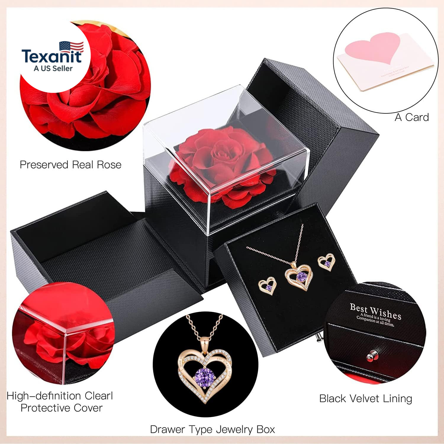 Valentines Day Gifts Forever Preserved Rose Love Box Regalos Para Mujer Eternal
