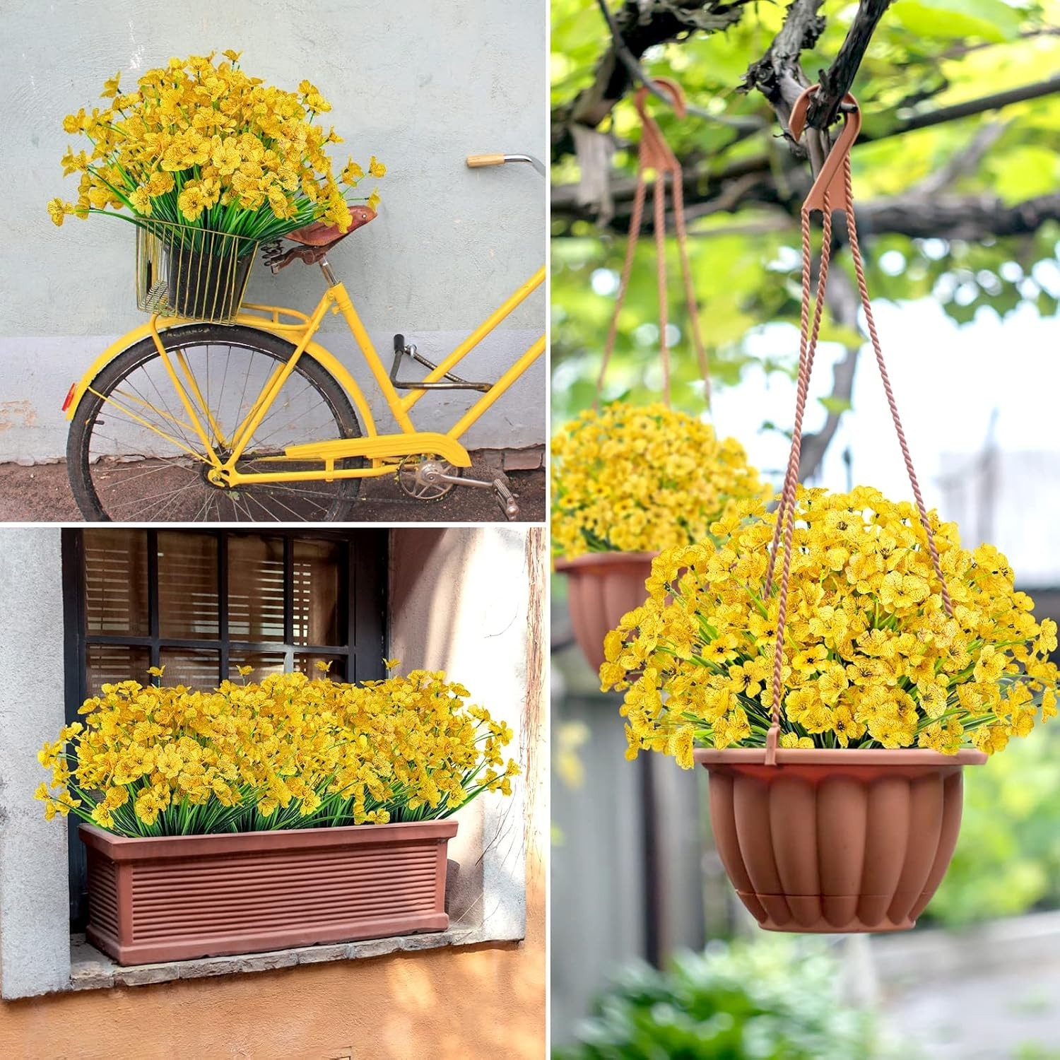 12 Bundles Artificial Flowers for Decorations Fake Silk Plants for Outdoor In…