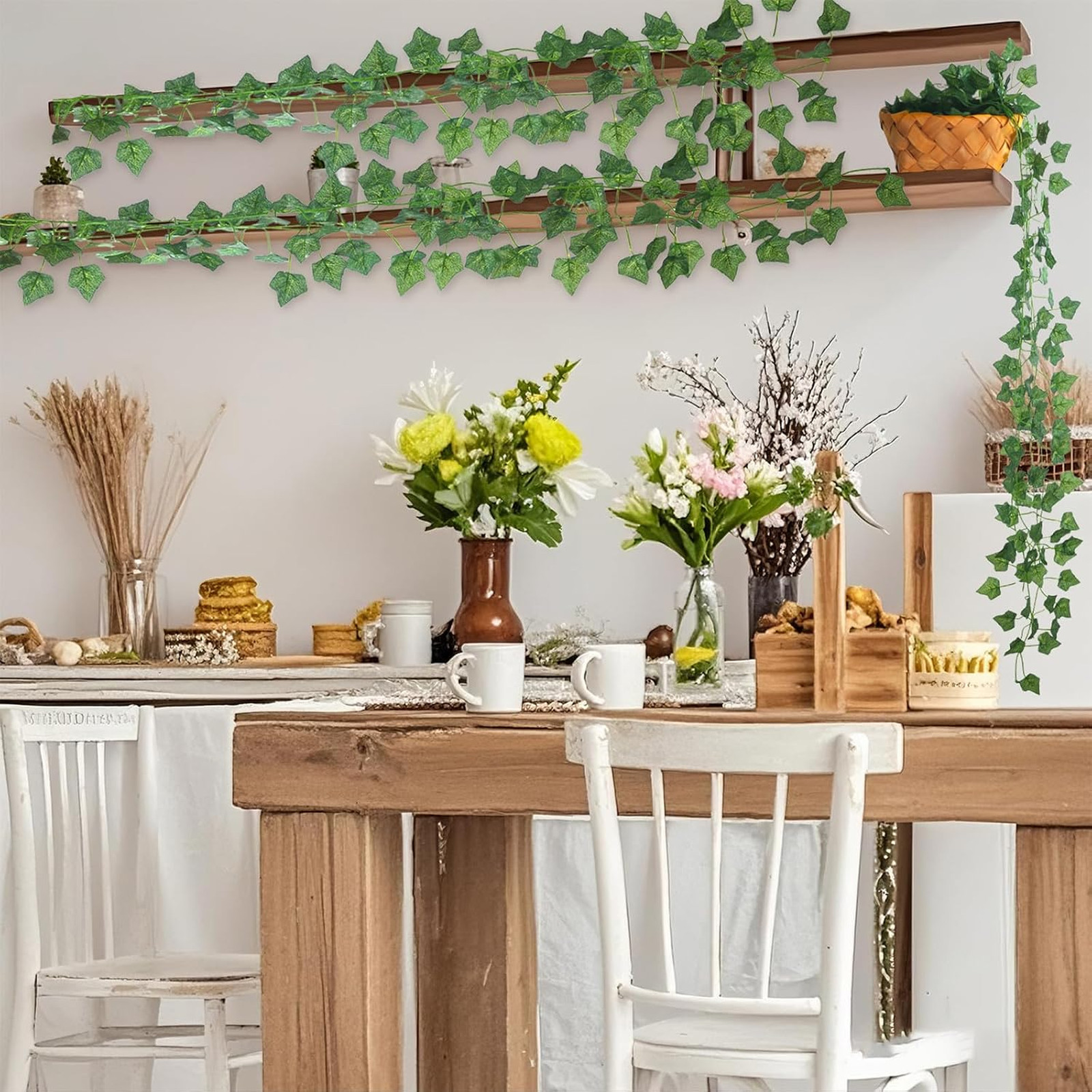 Artificial Ivy Garland 12 Pack 93.6 Feet Faux Vines for Wall Decor Bedroom