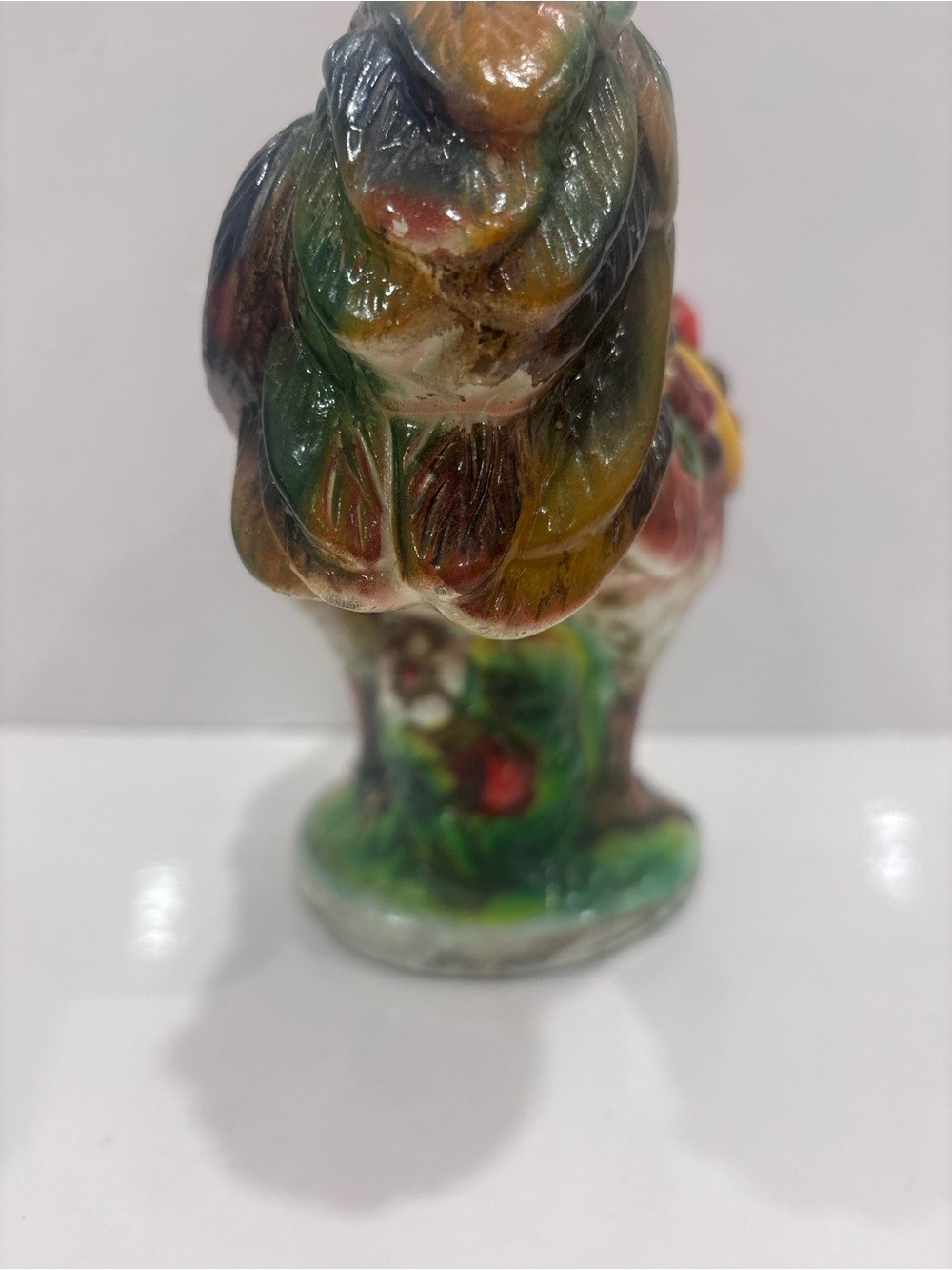 Vintage Ceramic Rooster Figurine Fruit Decor Hand Painted Farmhouse Country 9.5”