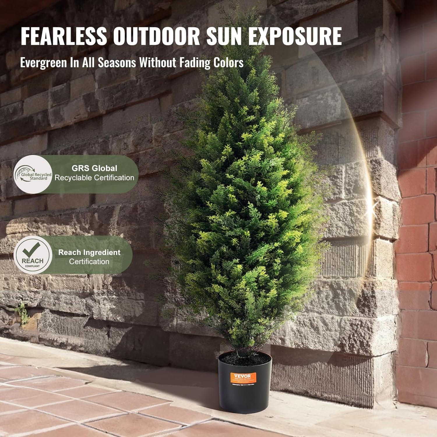 36-inch Faux Cedar Topiary Tree Set – -Round Indoor/Outdoor Plants – 2 Pack