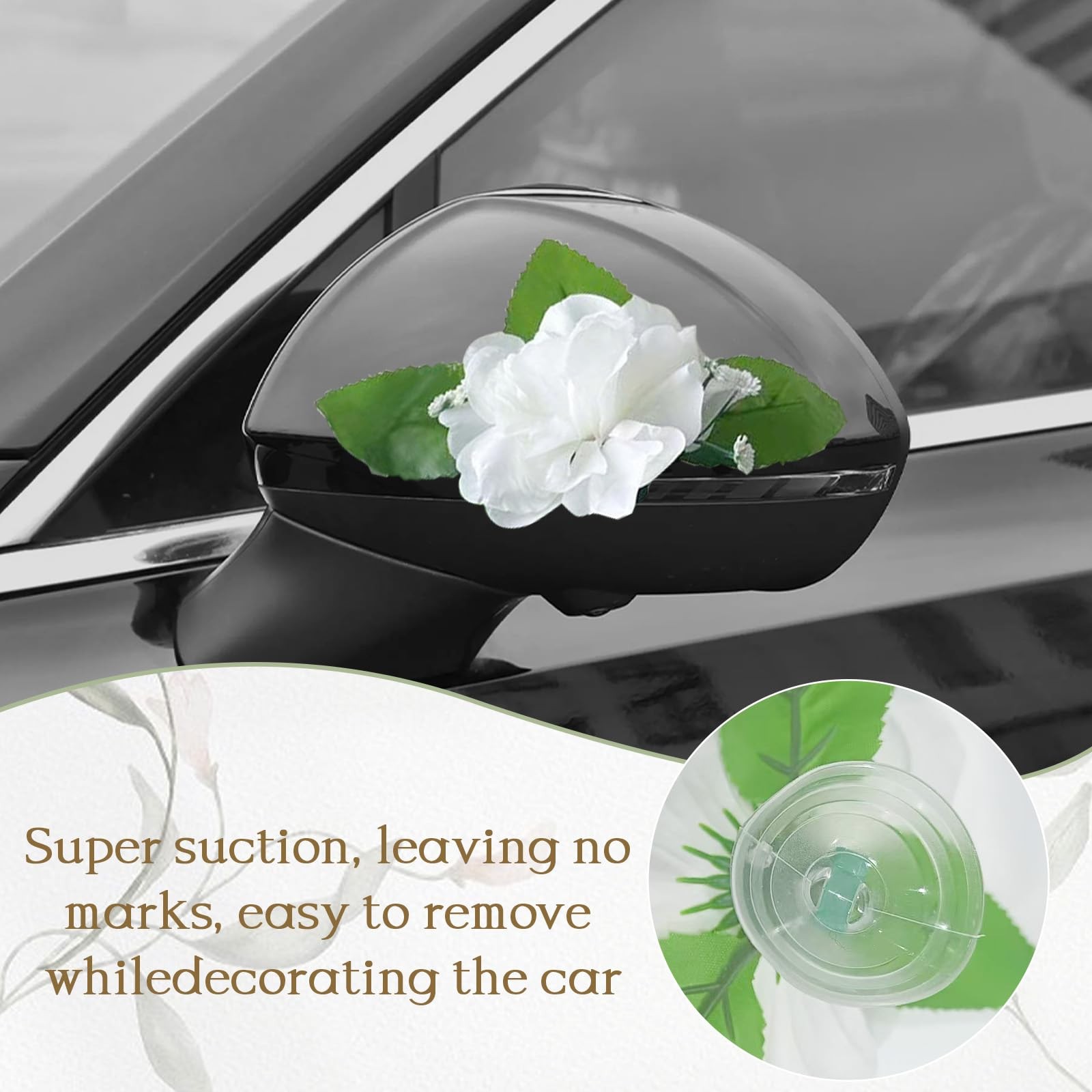 White Satin Ribbon Artificial Flower Wedding Car Bridal Decoration Ornament