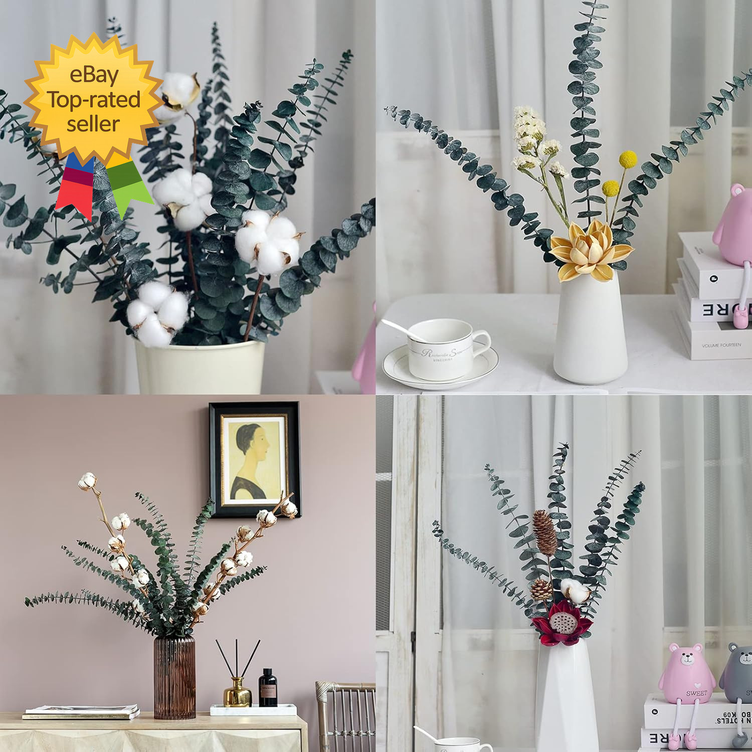 Eucalyptus for Shower 10 Pcs Hanging Dried Eucalyptu Stems 17″ Real Eucalyptus