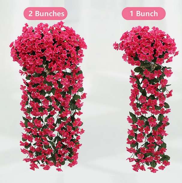 1-3X Artificial Violet Flowers Fake Plant Hanging Outdoor Home Yard Garden Decor