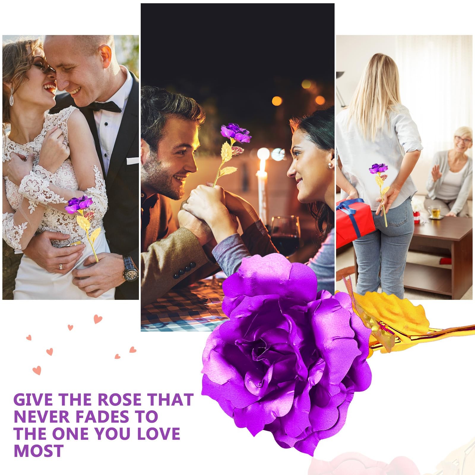 24K Golden Rose, Artificial Rose Flower Gift for Her with Luxury Gift Box Gre…