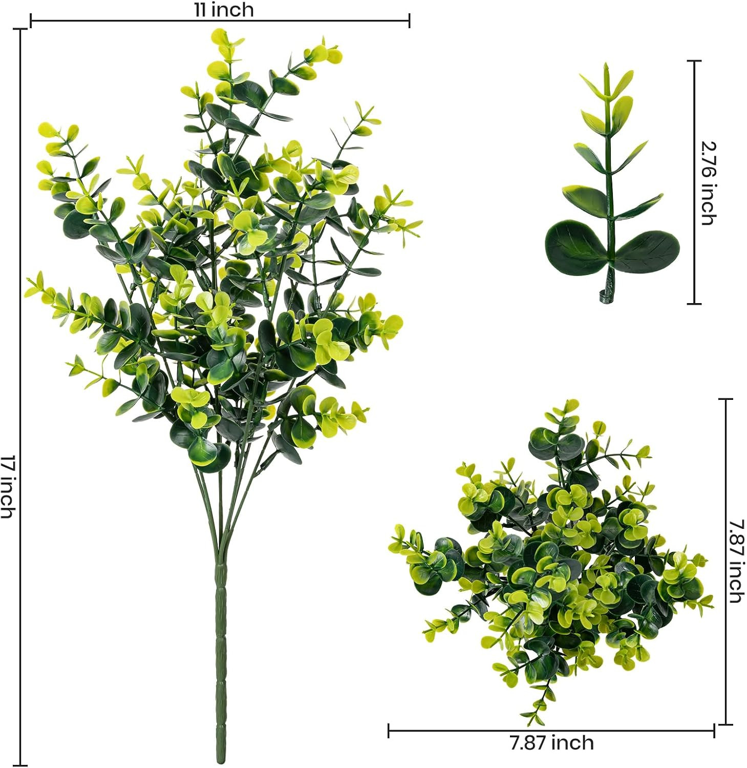 17″ UV Resistant Faux Eucalyptus Boxwood Shrubs for Indoor/Outdoor Decor (12 Pac