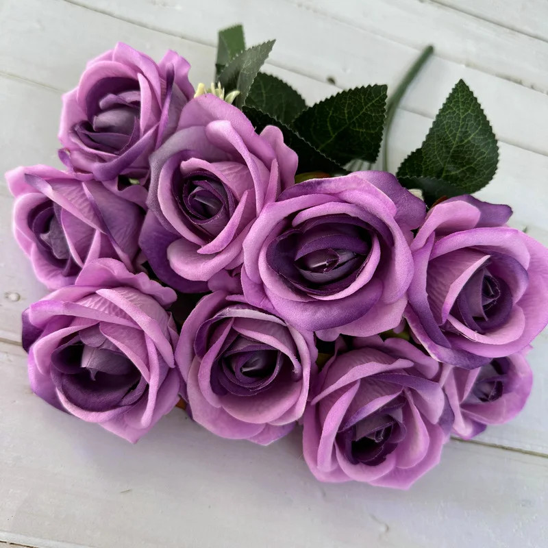 9 Heads silk Rose Artificial Flower Bouquet Home Table Vase Deco Floral