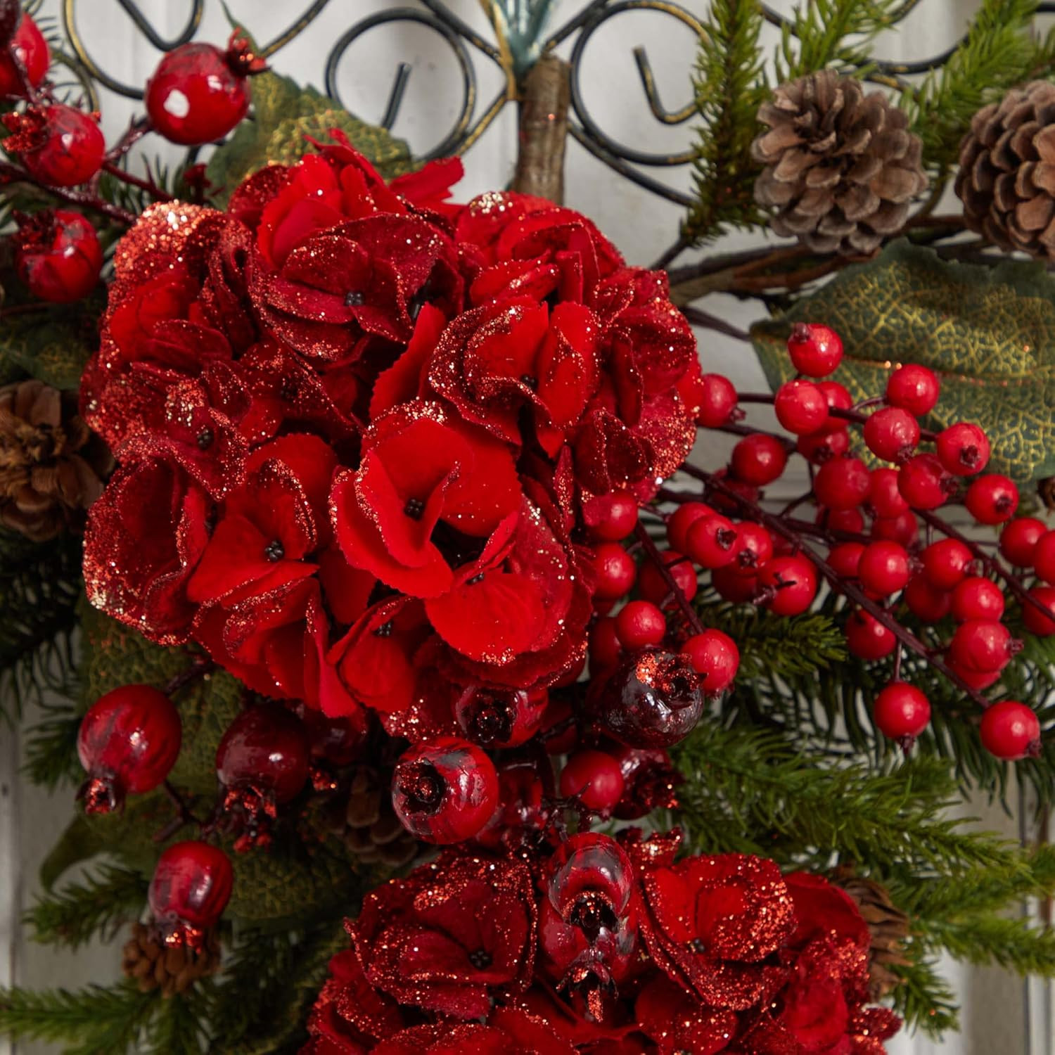 27″ Christmas Hydrangea Teardrop Decoration for Festive Cheer