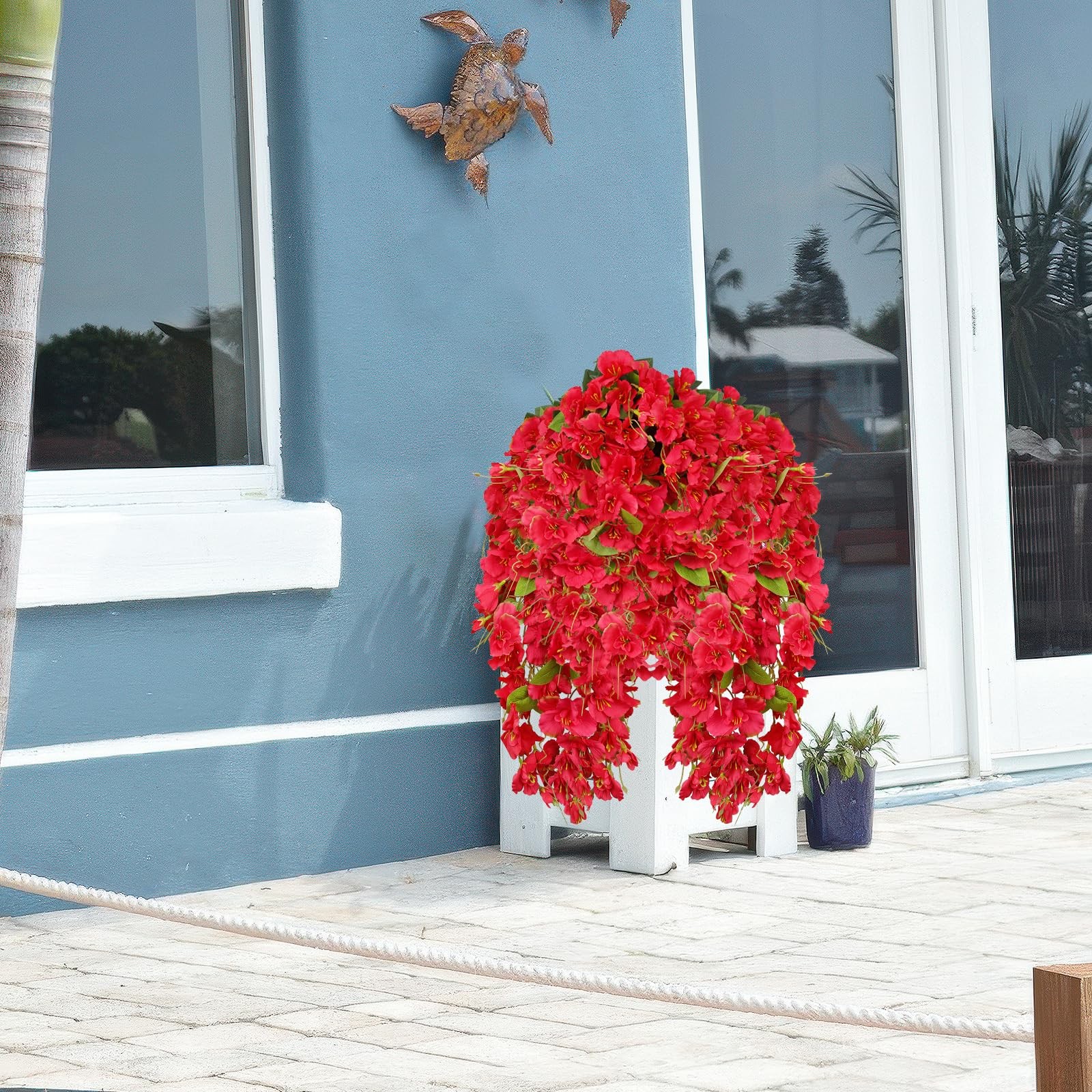 2 Pcs Fake Hibiscus Flowers Artificial Hanging Flowers Plants for Outdoors Re…