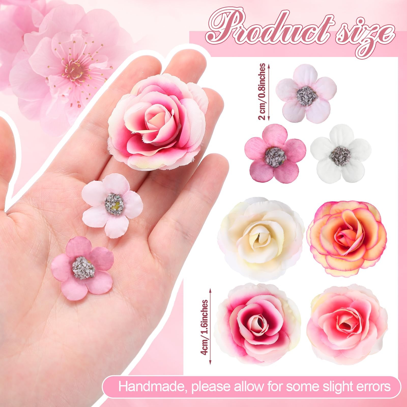 Fake Mini Flowers 174 PCS Pink Silk Artificial 2cm 4cm DIY Craft Wedding Decor