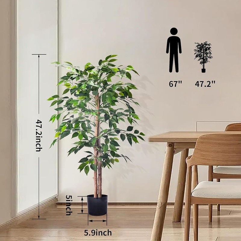 Realistic Artificial Ficus Plant W/ Adjustable Branches Indoor Outdoor Decor New