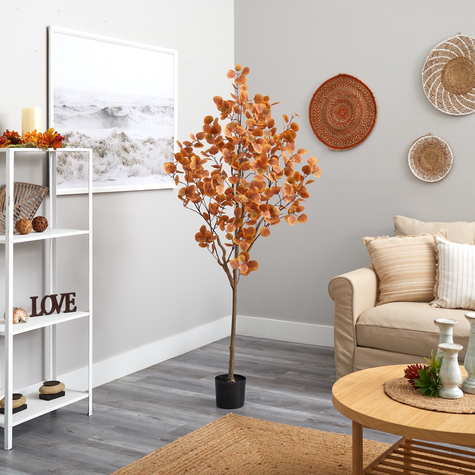 6’ Autumn Eucalyptus Fall Artificial Tree Home Garden Office Decor. Retail $206