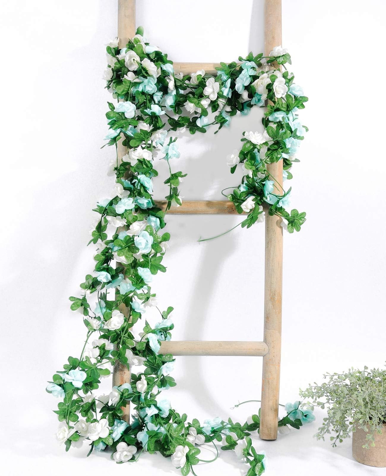 8Pcs 66FT Blue and White Flower Garland for Wedding Backdrop