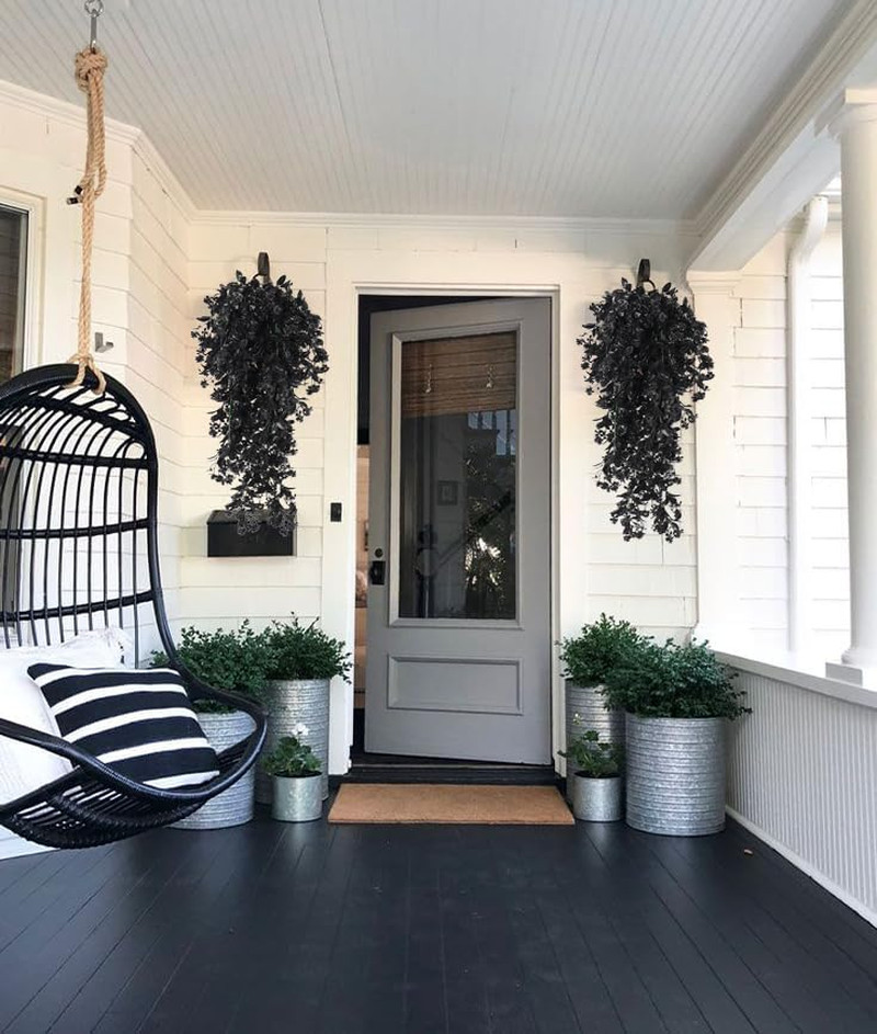 2Pcs Artificial Black Hanging Flowers for Outdoors Decoration Fake Hanging Plant