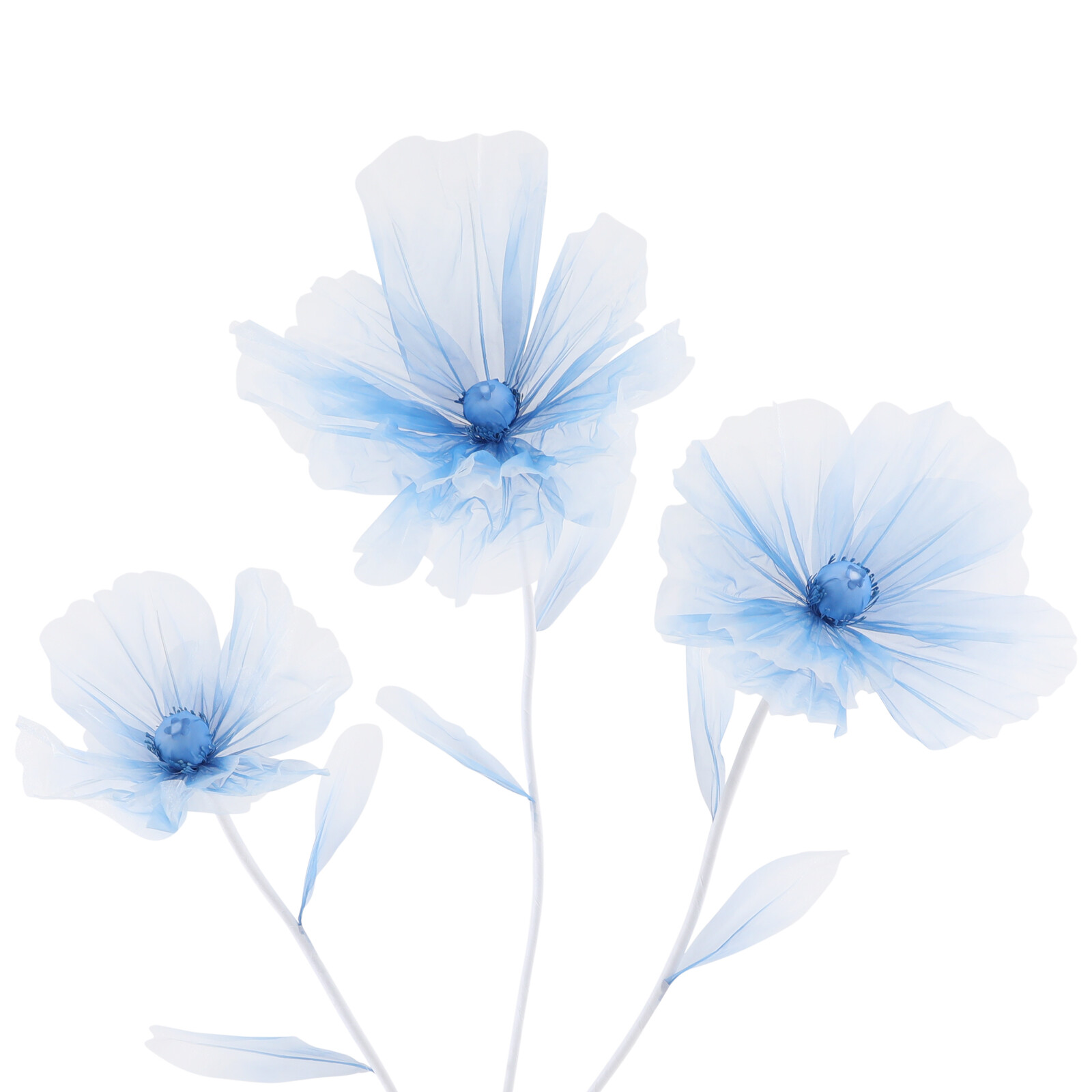 3-Head Artificial Flower Floor Decor Gradient Blue 67in