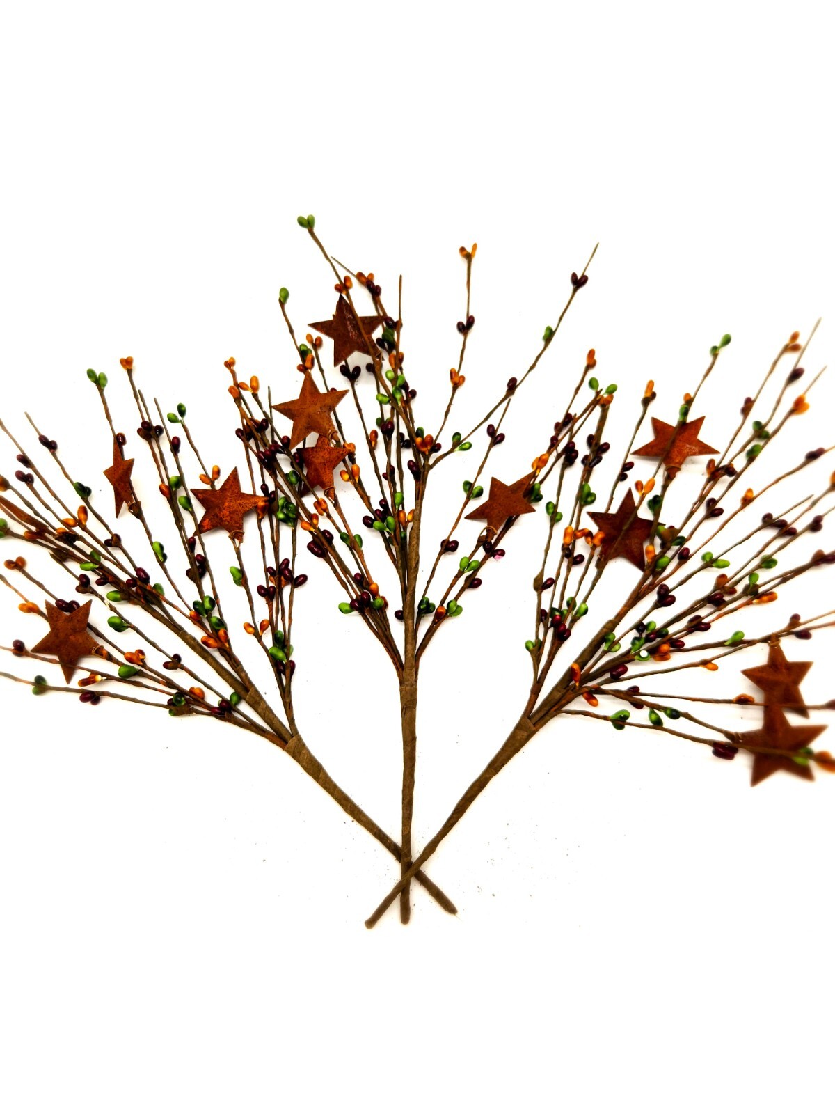 Burgundy Green & Mustard Berry Picks Artificial Berries Spray Home Decor N510