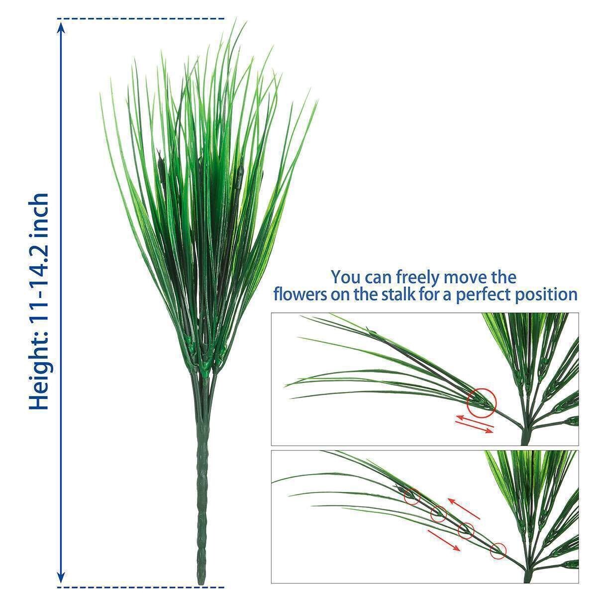 6Bundles Artificial Wheat Fake Tall Grass Outdoor Plants Greenery Flowers Leaves