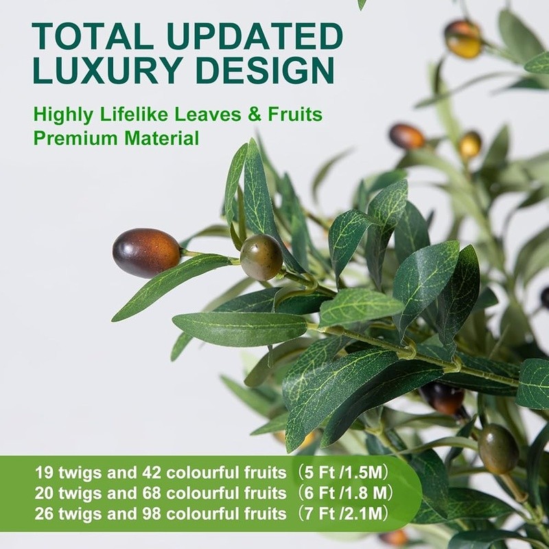 Lifelike Artificial Olive Tree Indoor Planter W/ Moss LED Lights Low Maintenance