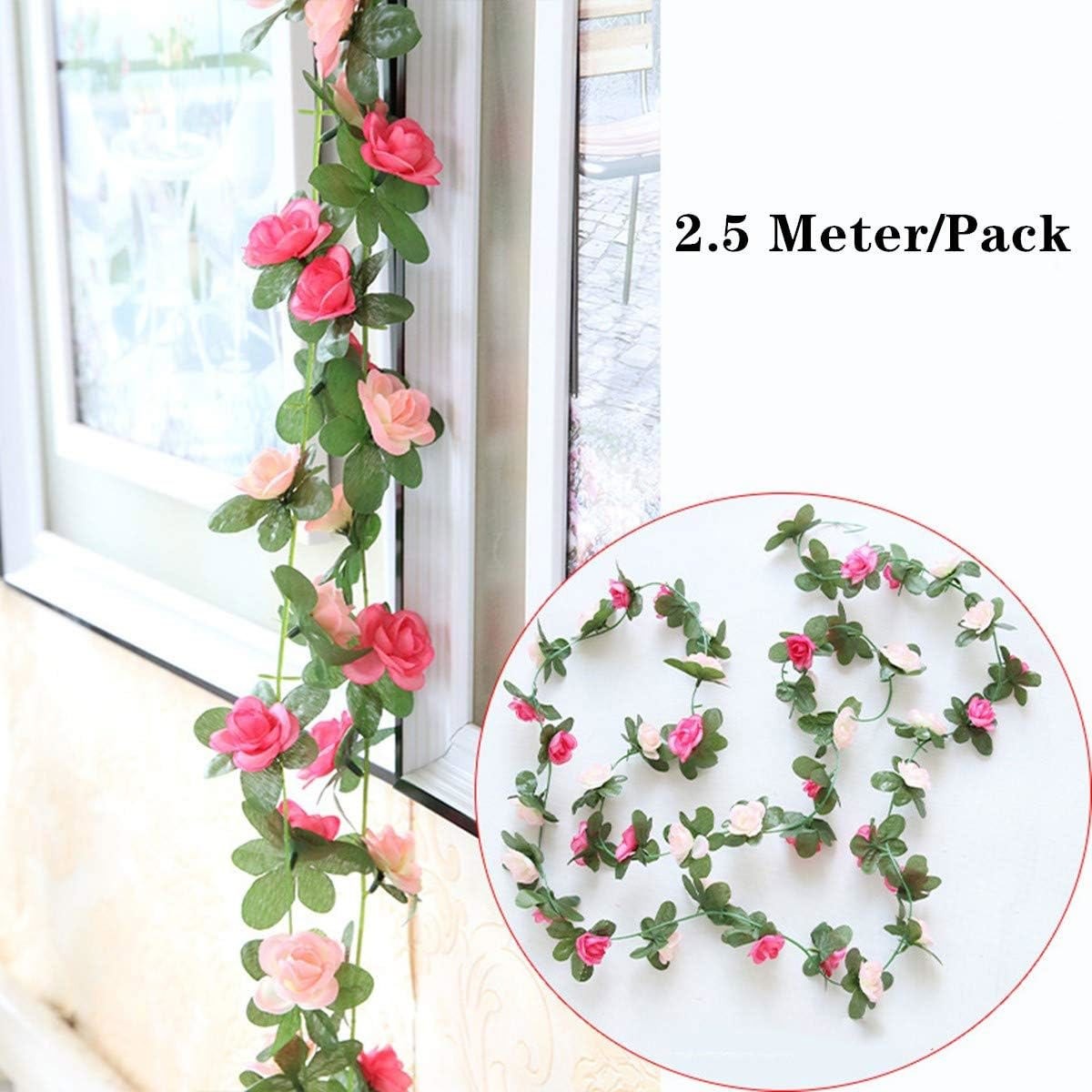 9Pcs 73.8FT Flower Rose Garland Vines Hanging Flowers Wedding Garden Wall Decor
