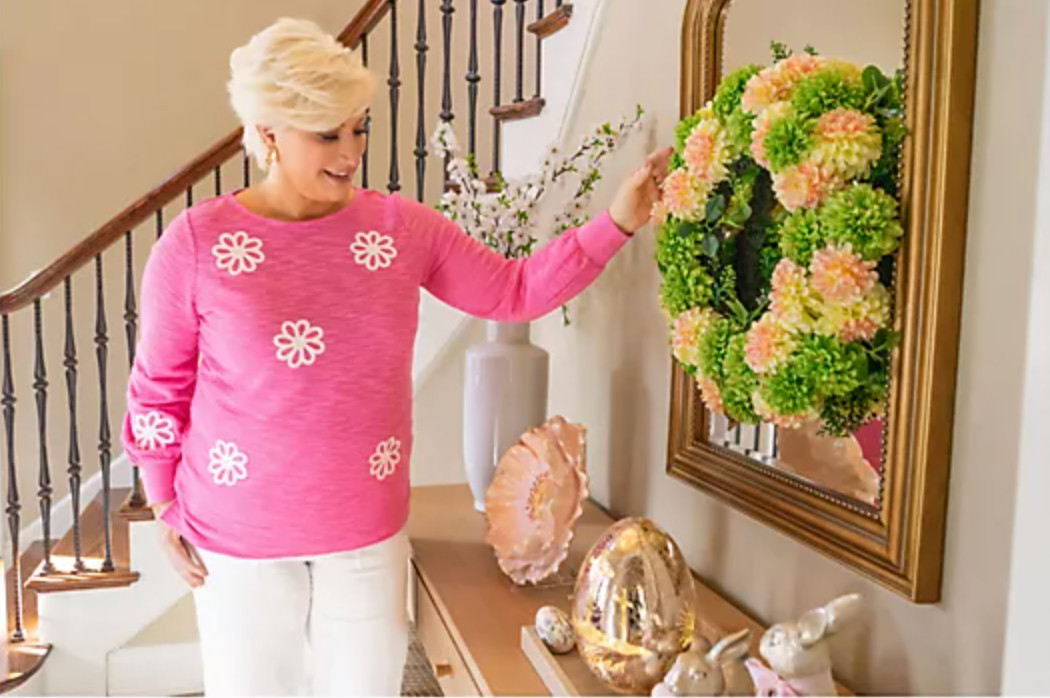 Kim Gravel 24″ Zinnia Wreath Faux Floral Decorative Door Wall Decor